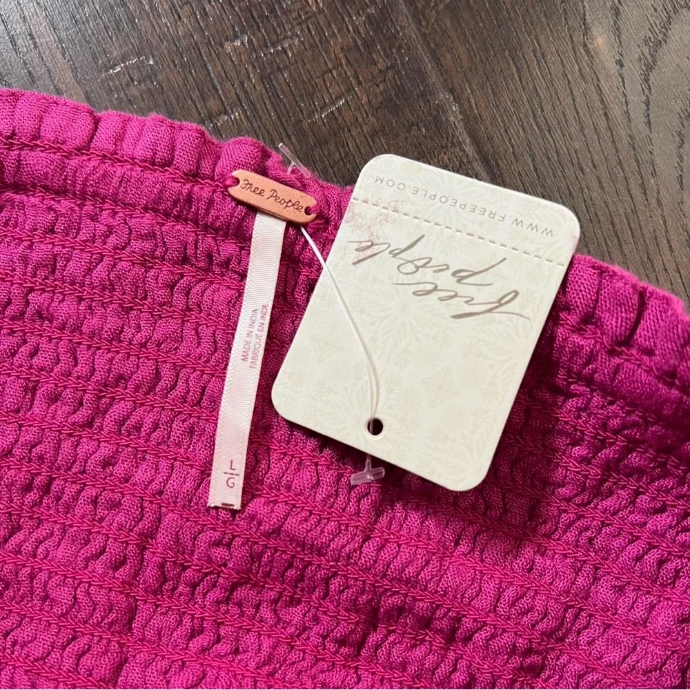 Free People “Serotonin” Fuchsia Puff Sleeve Blouse
